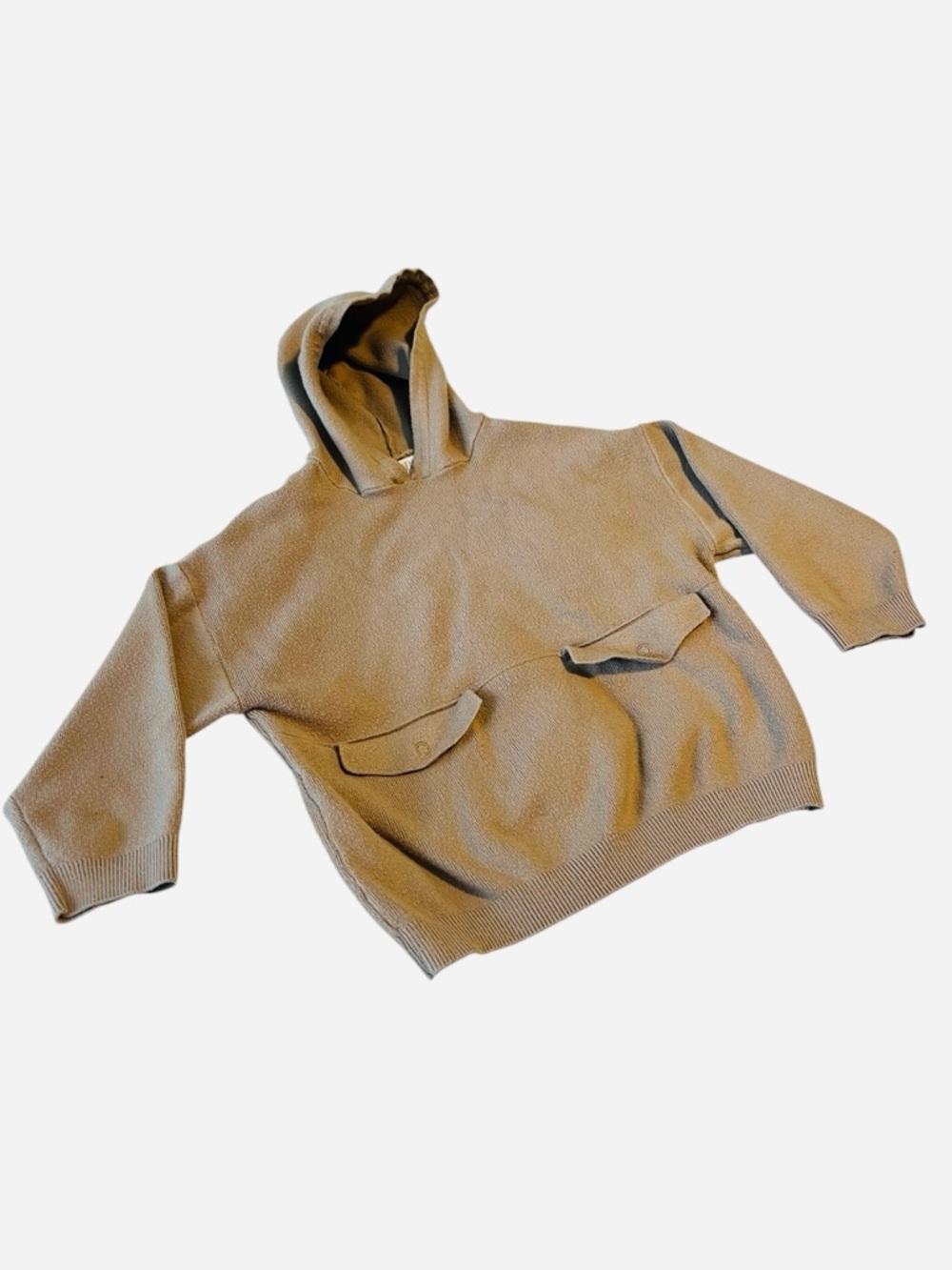 Zara Kids Hooded Crewneck Sweater in Camel Brown